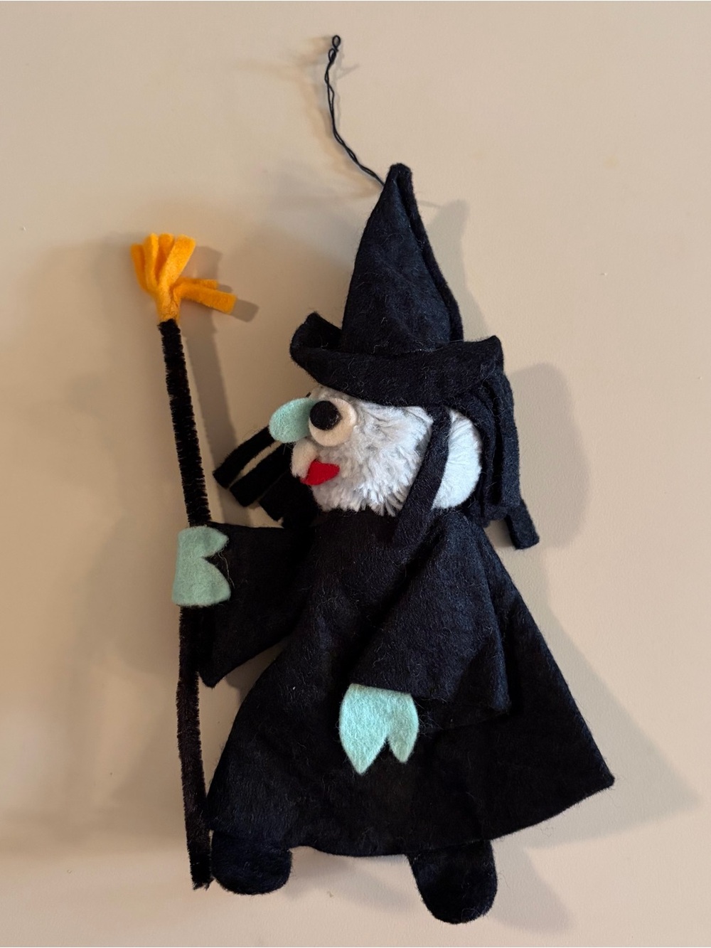 Vintage 1972 Fun & Fancy Pom Pom Witch Ornament Appprox 7.75” Halloween Kitschy